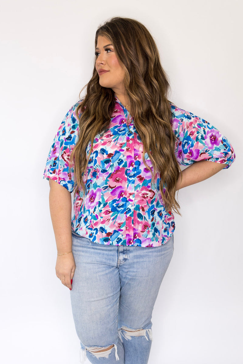 Clemence Floral Top - Purple