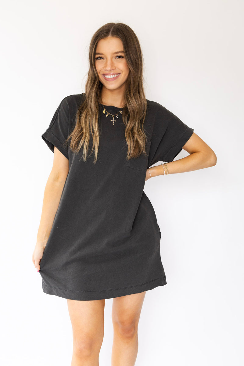 The Kelly T-Shirt Dress - Washed Black