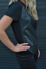 Elaina Short Sleeve Vegan Leather Top