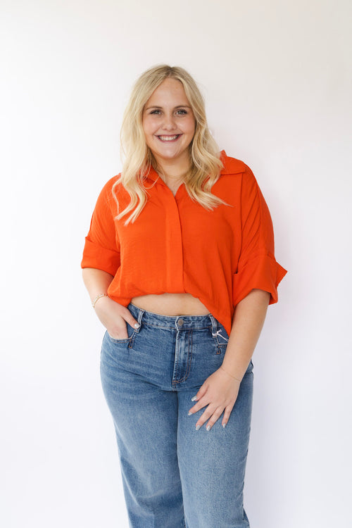 Betty Button Front Top- Red