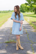 Dixie Cotton Dress- Denim Blue