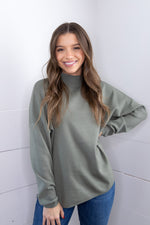 Brecken Mock Neck Sweater- Olive