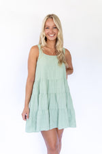 Vianne Tiered Dress- Sage