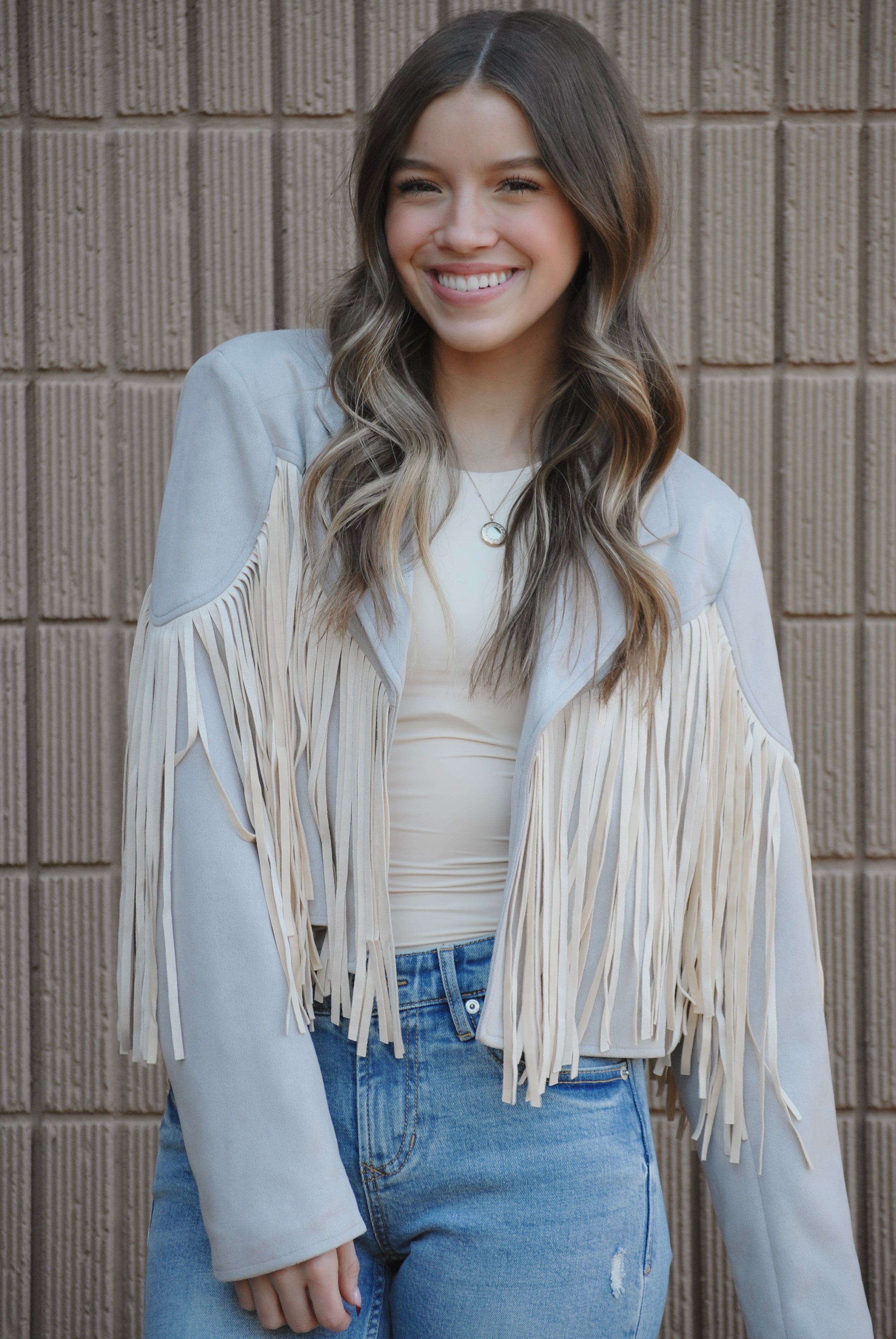 Jocelynn Fringe Moto Jacket