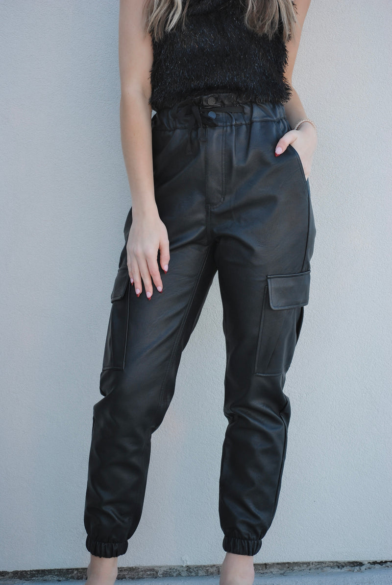 [Kancan] Rona Ultra High Rise Faux Leather Joggers