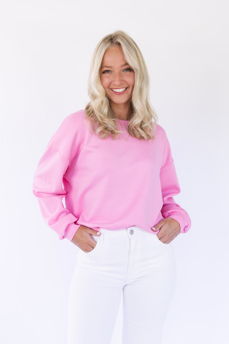 Pike Crop Pullover - Hibiscus