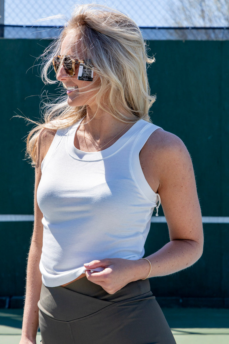 Baby Cleo Crop Ribbed Tank - White