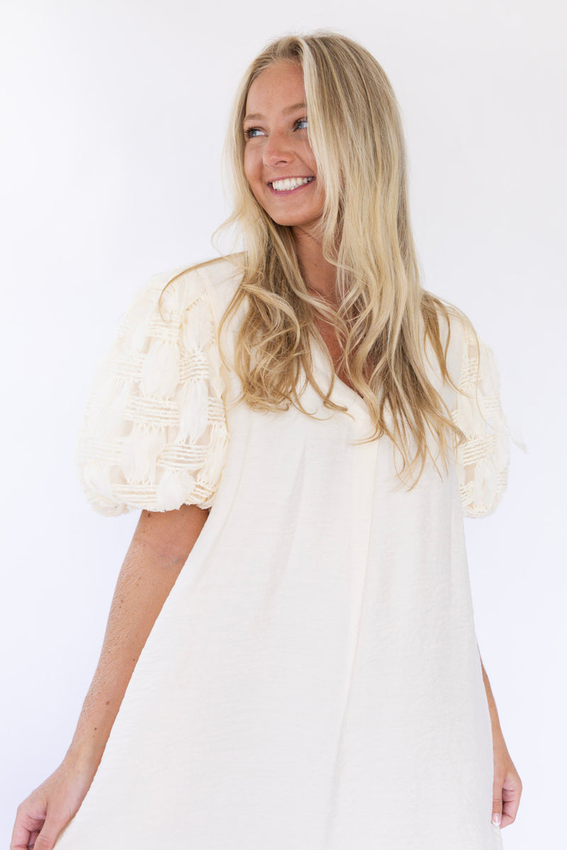 Isabella Puff Sleeve Dress - Ivory