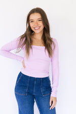 Lottie Long Sleeve Fitted Top - Lavender