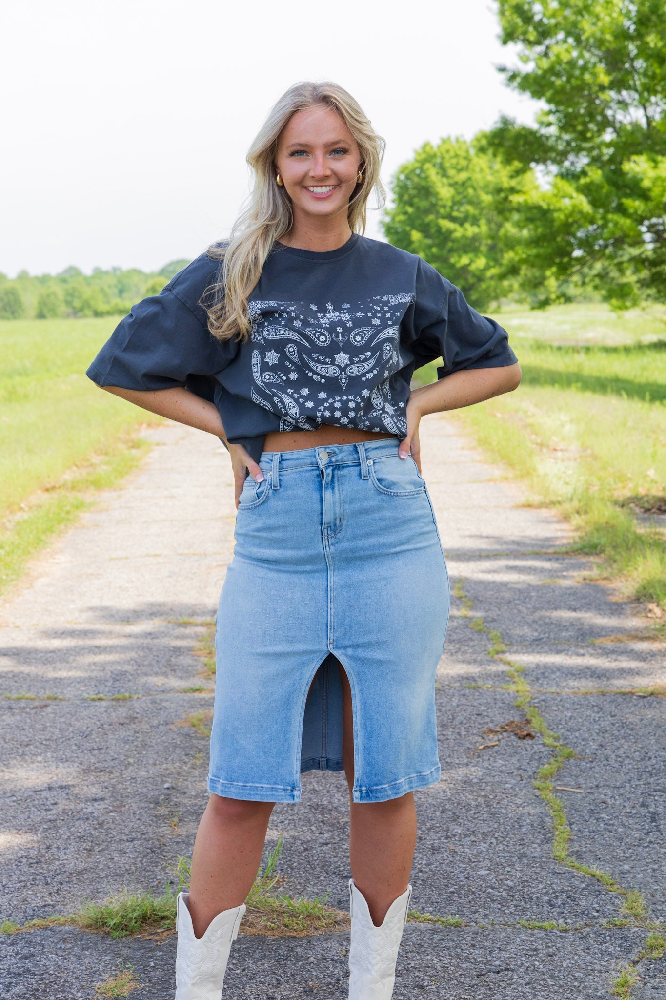 [LTJ] Dallas Denim Midi Skirt