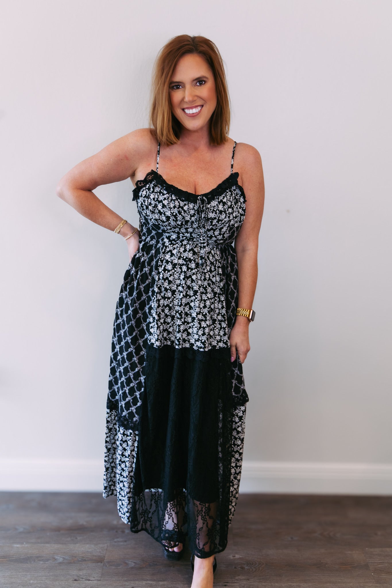 Floral and Lace Maxi Dress
