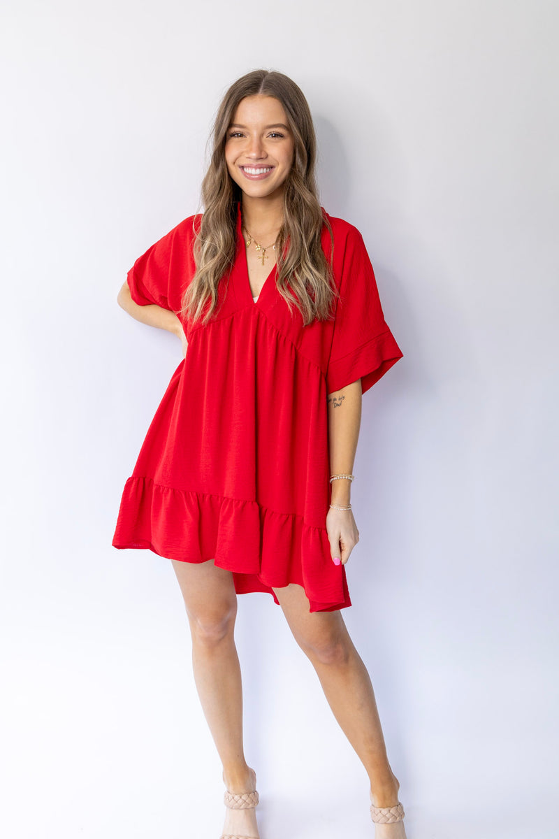 Finley Flowy Dress-  Red