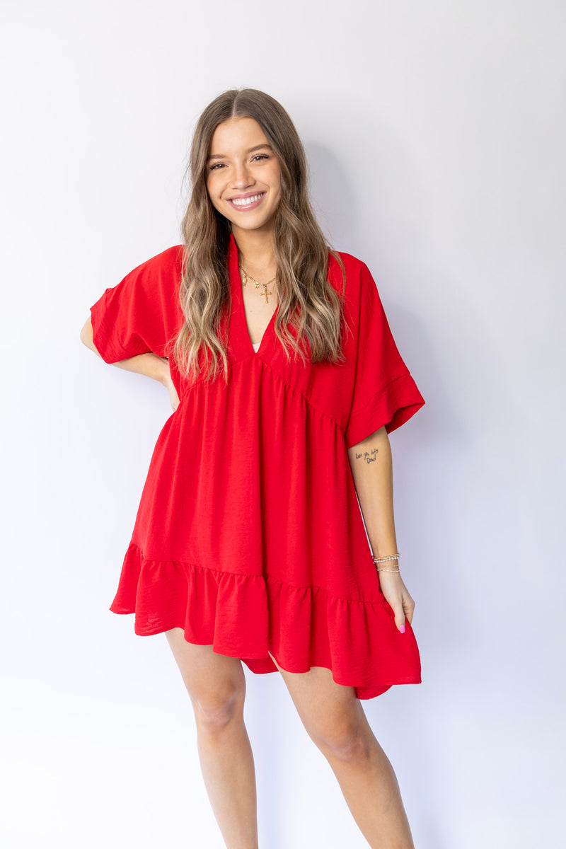 Finley Flowy Dress-  Red