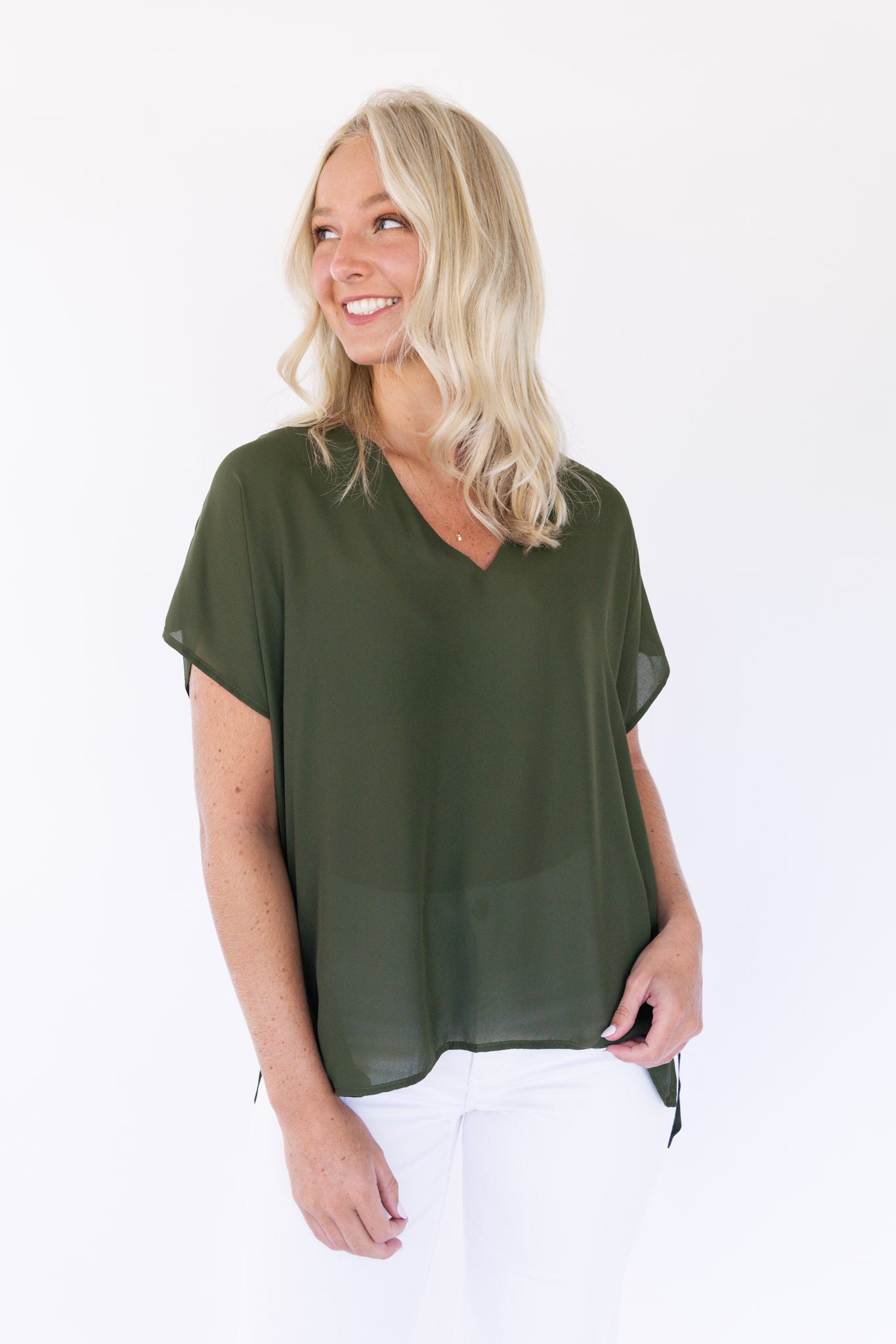 Olive Work Blouse