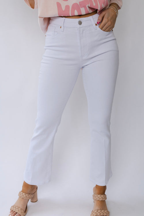 [Dear John] Jeanne Super High Rise Cropped Flare Jeans - Optic White