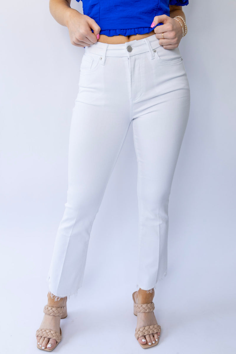 [Dear John] Jeanne Super High Rise Cropped Flare Jeans - White