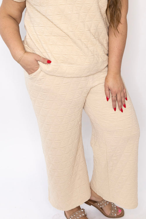 Curvy Elise Quilted Pants - Cream