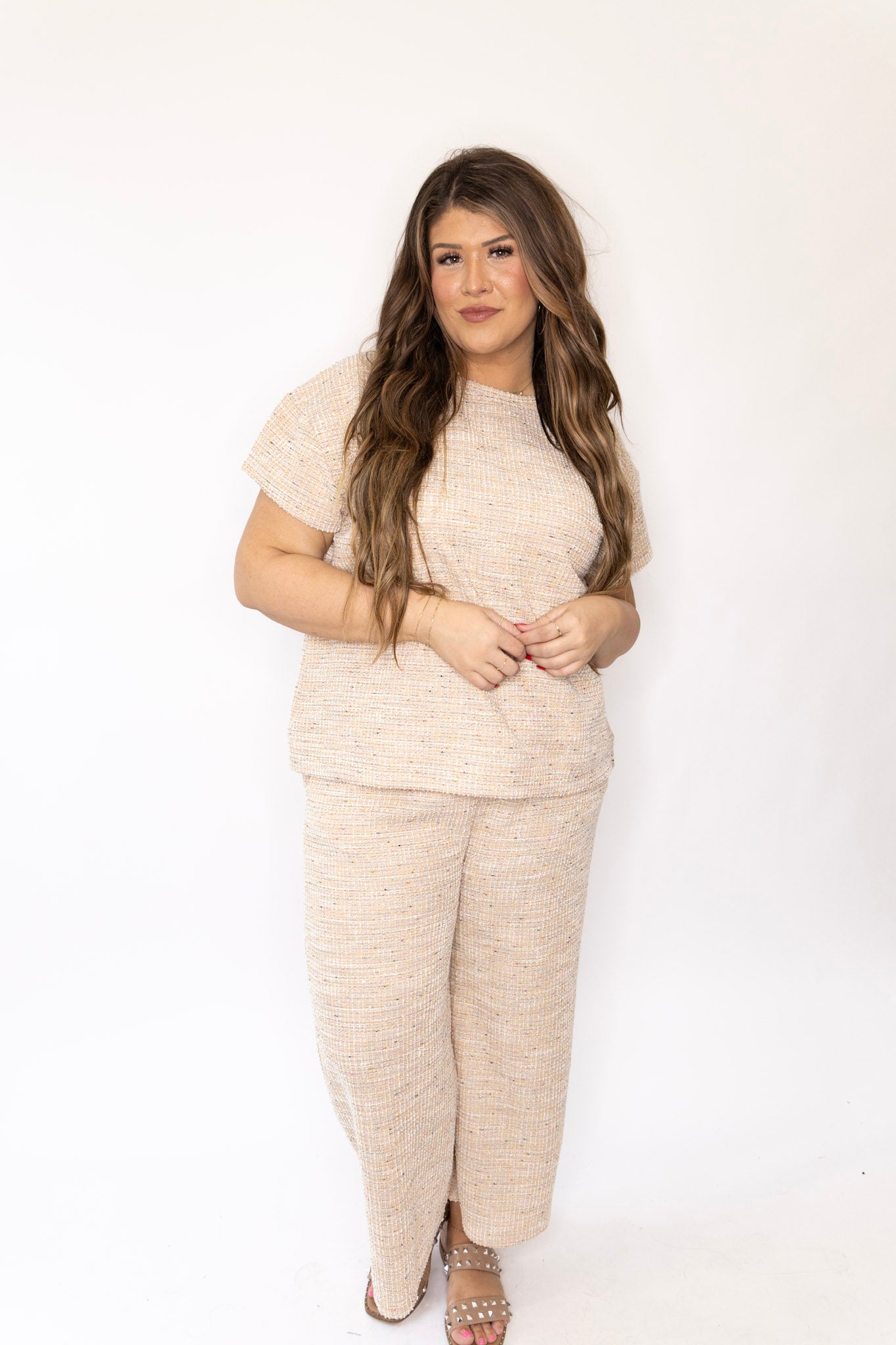 Curvy Boucle Short Sleeve Top