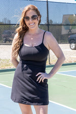 Serena Tennis Romper Dress- Black