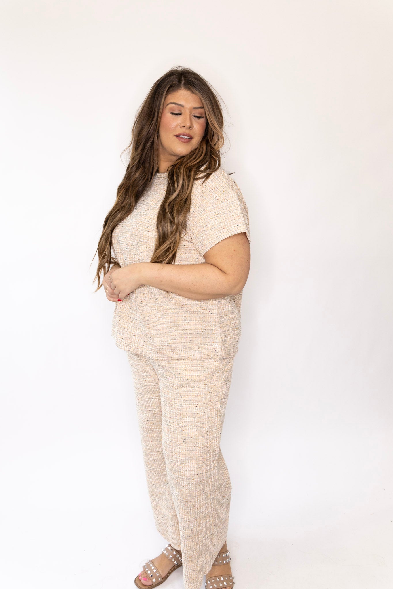 Curvy Boucle Wide Leg Pant