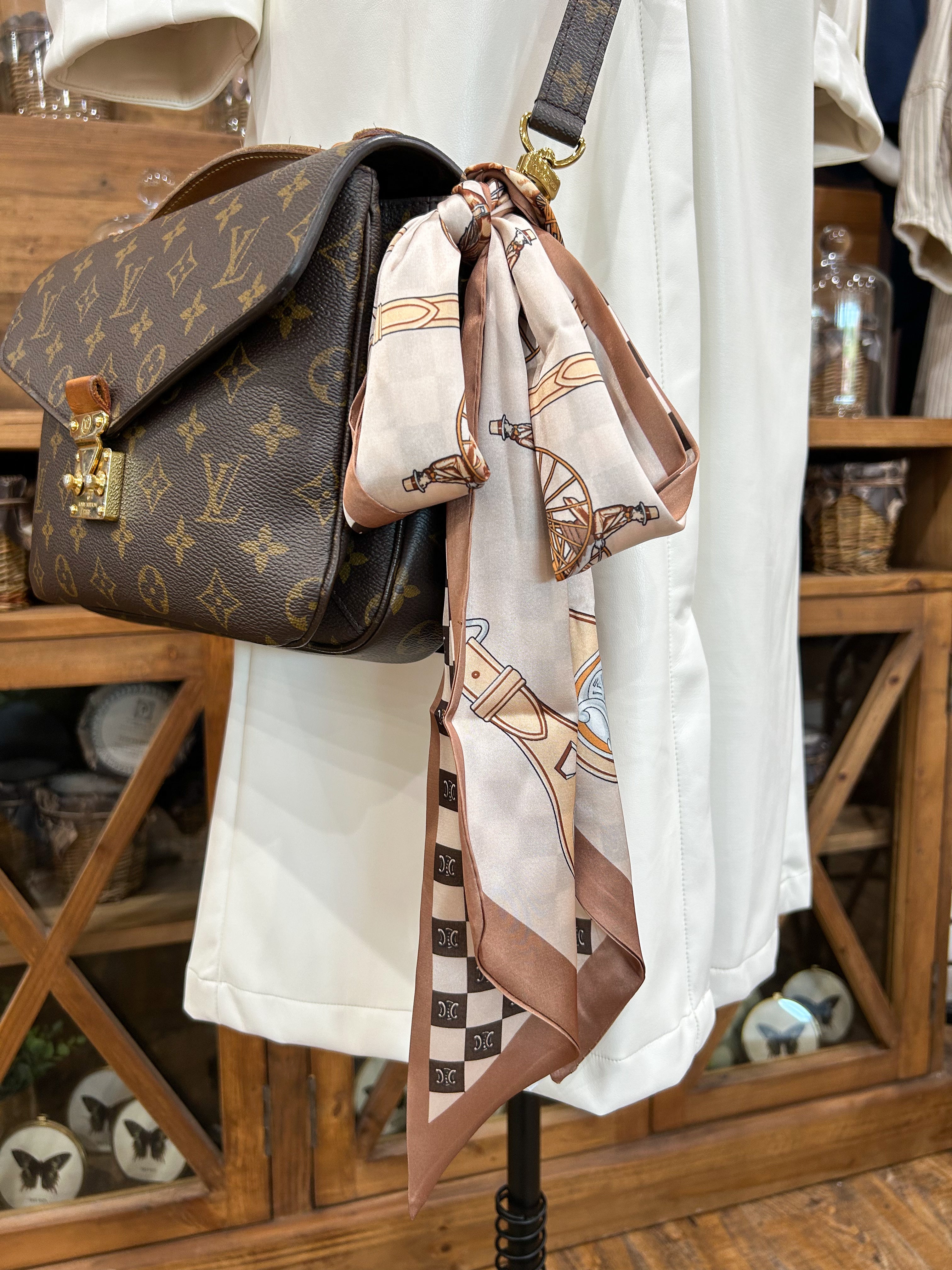 Horse Carriage Satin Scarf - Brown