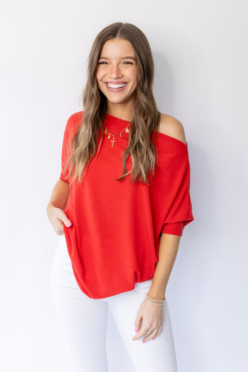 Anywhere Short Sleeve Top - Red