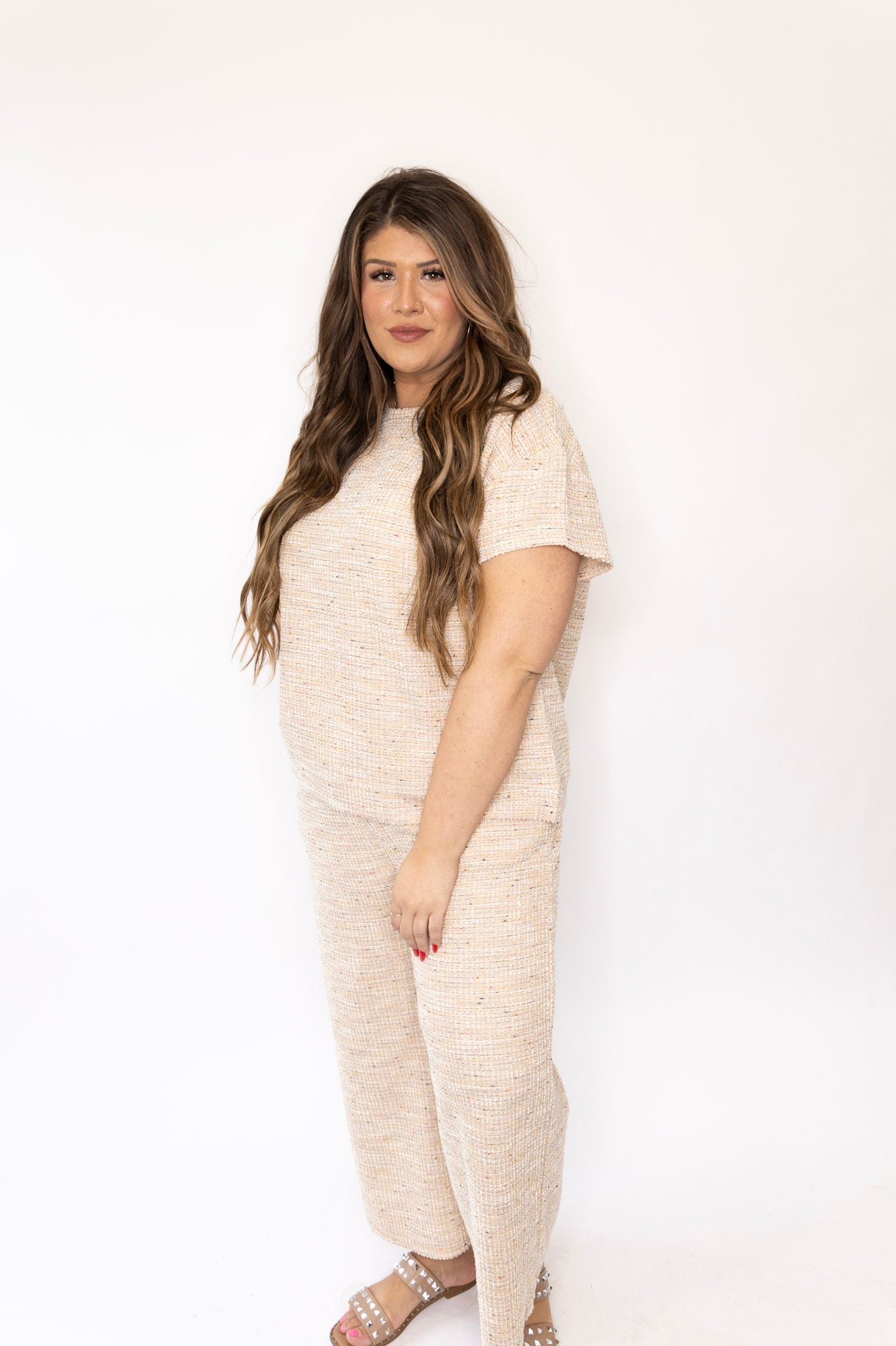 Curvy Boucle Wide Leg Pant