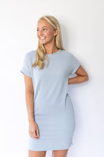 Riley Ribbed T-Shirt Dress - Blue