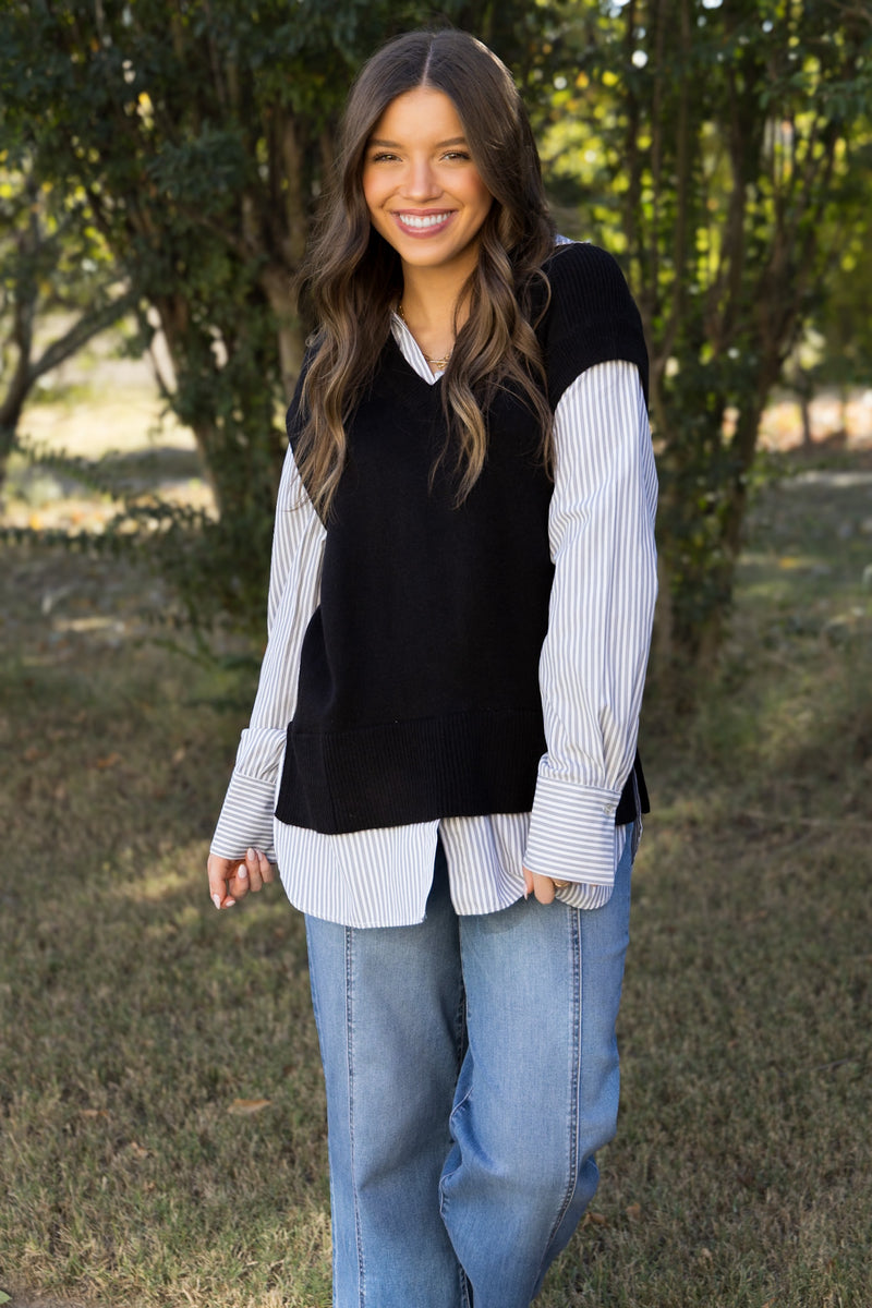 Striker Striped Shirt/Vest Combo