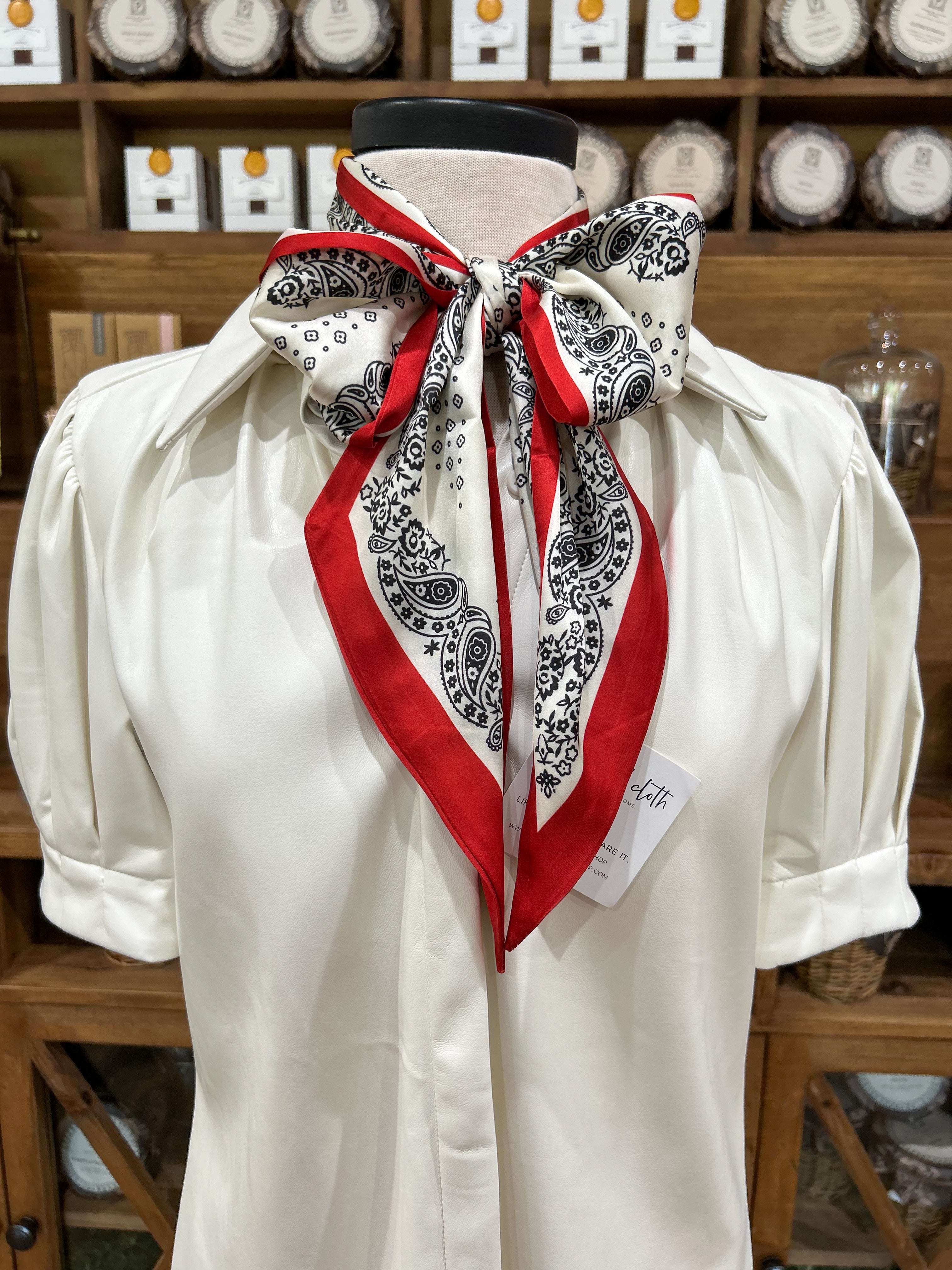 Paisley Game Day Satin Scarf - Red