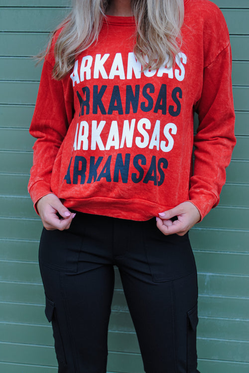 Arkansas Repeating Sweatshirt- Red