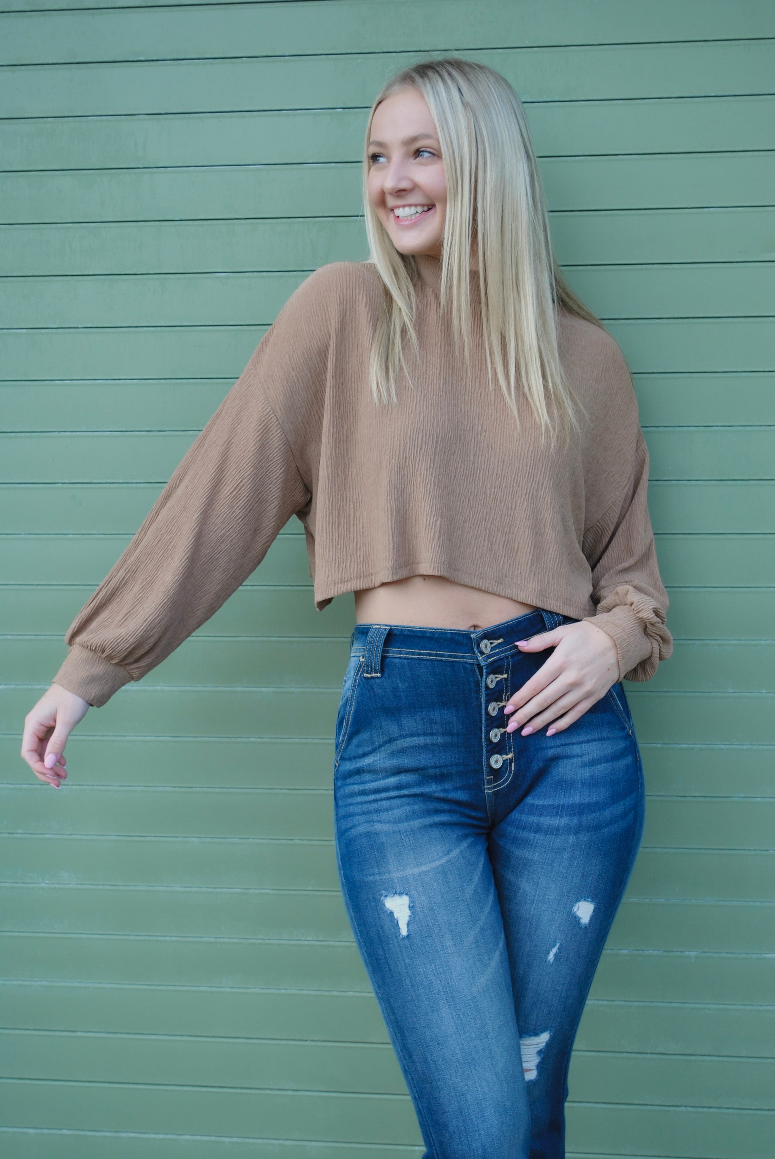 Not Accidental Crop Top - taupe
