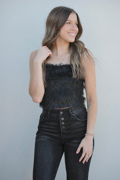 Time To Party Fringe Cropped Tank
