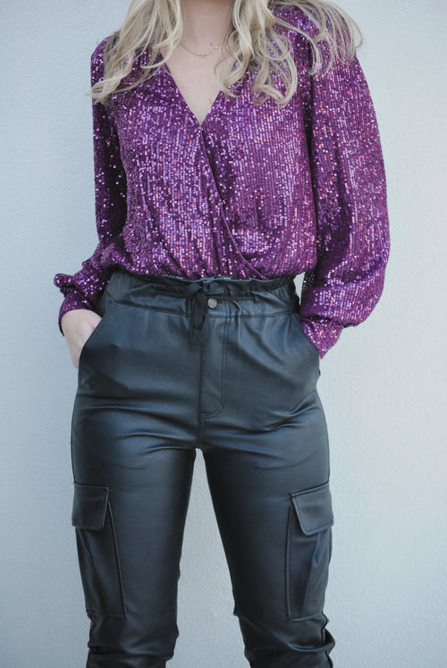 Call Me Sequin Bodysuit - violet