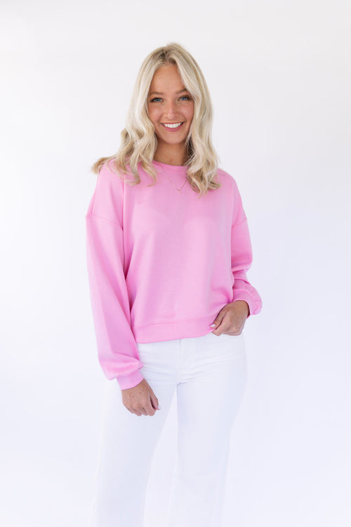 Pike Crop Pullover - Hibiscus