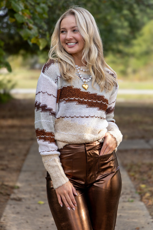 Gabriella Crew Neck Sweater- Toasted Gingerbread