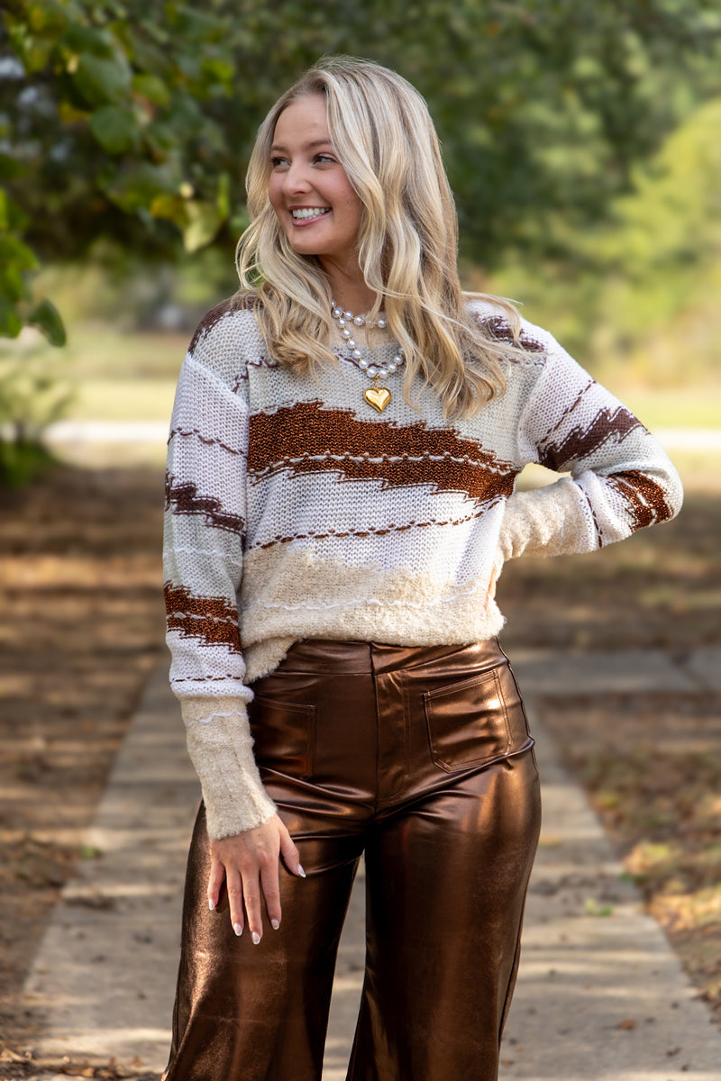 Gabriella Crew Neck Sweater- Toasted Gingerbread