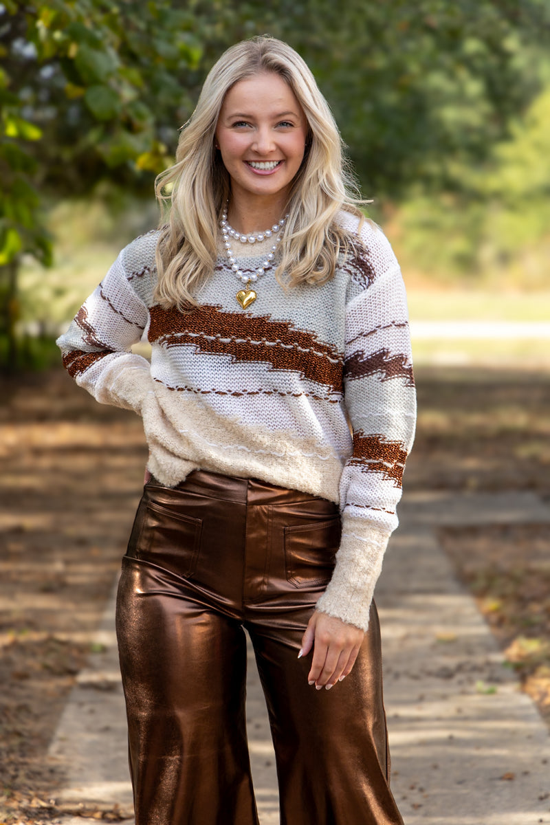 Gabriella Crew Neck Sweater- Toasted Gingerbread