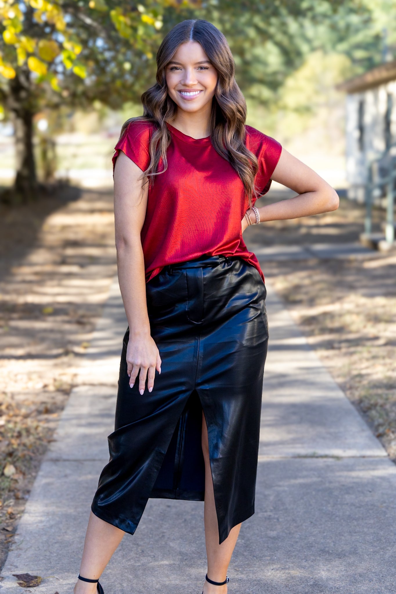 Red Shimmer Blouse