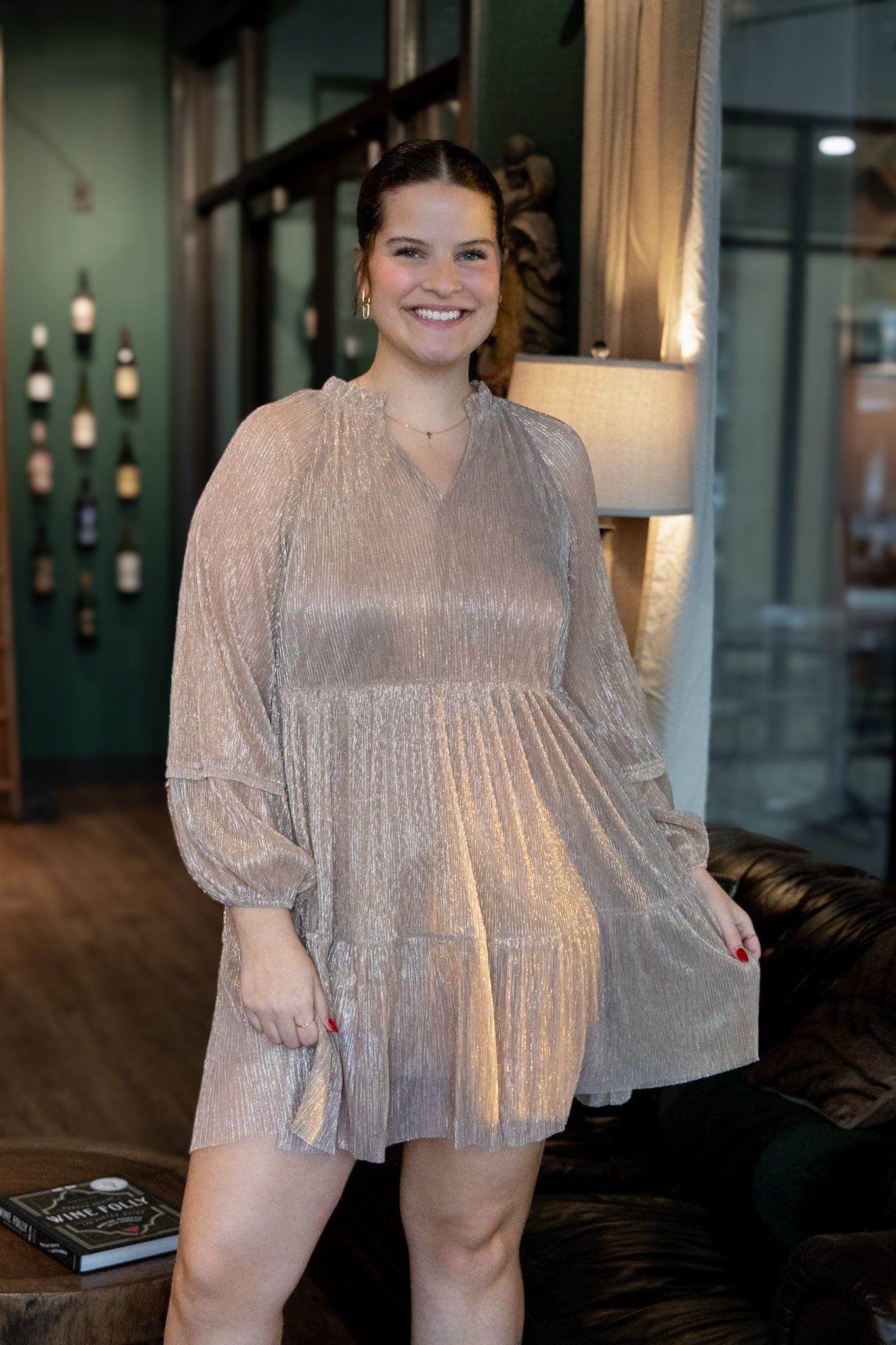 Metallic Tiered Dress - Rose Gold