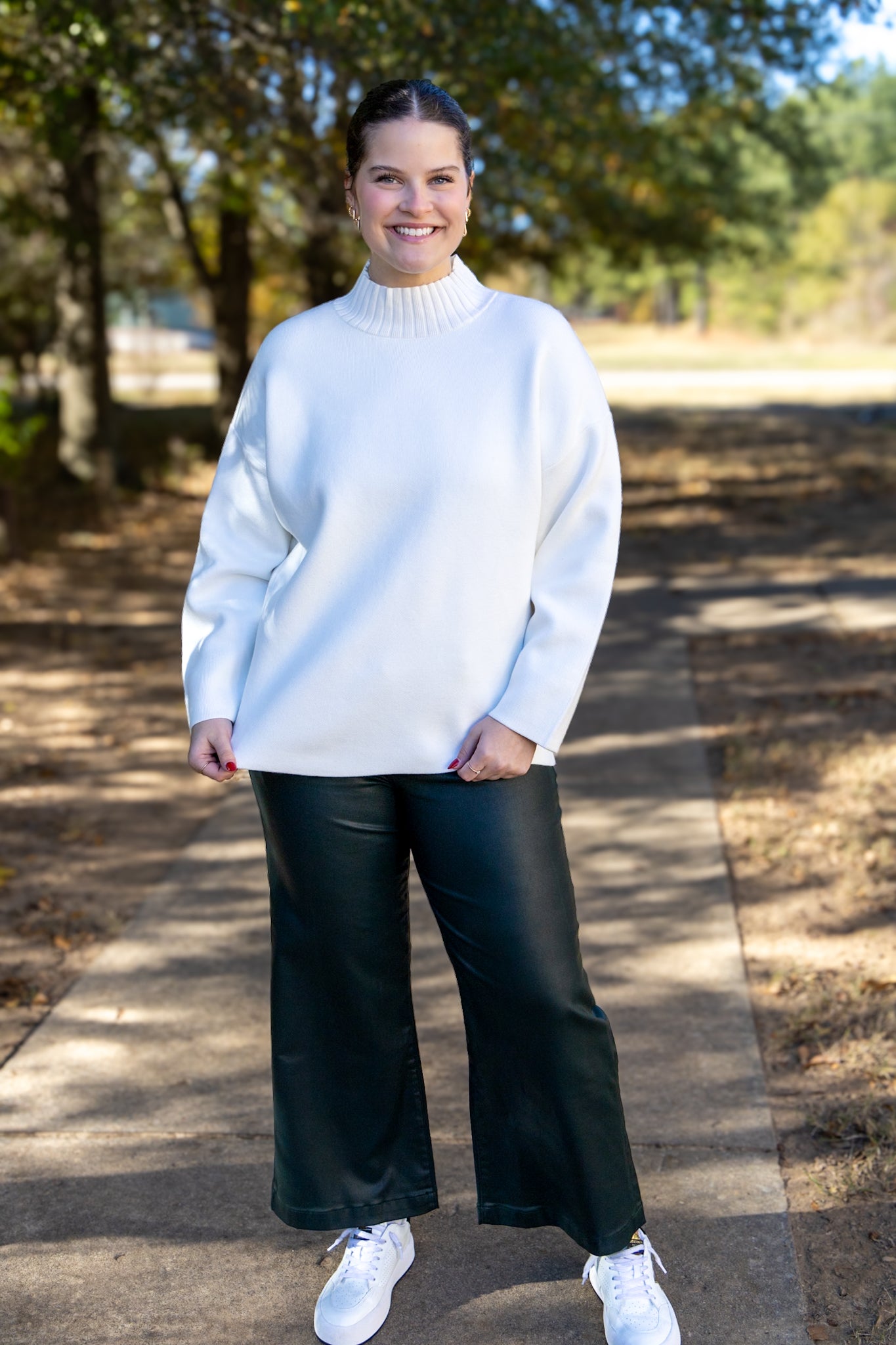 Classy Mock Neck Sweater - White