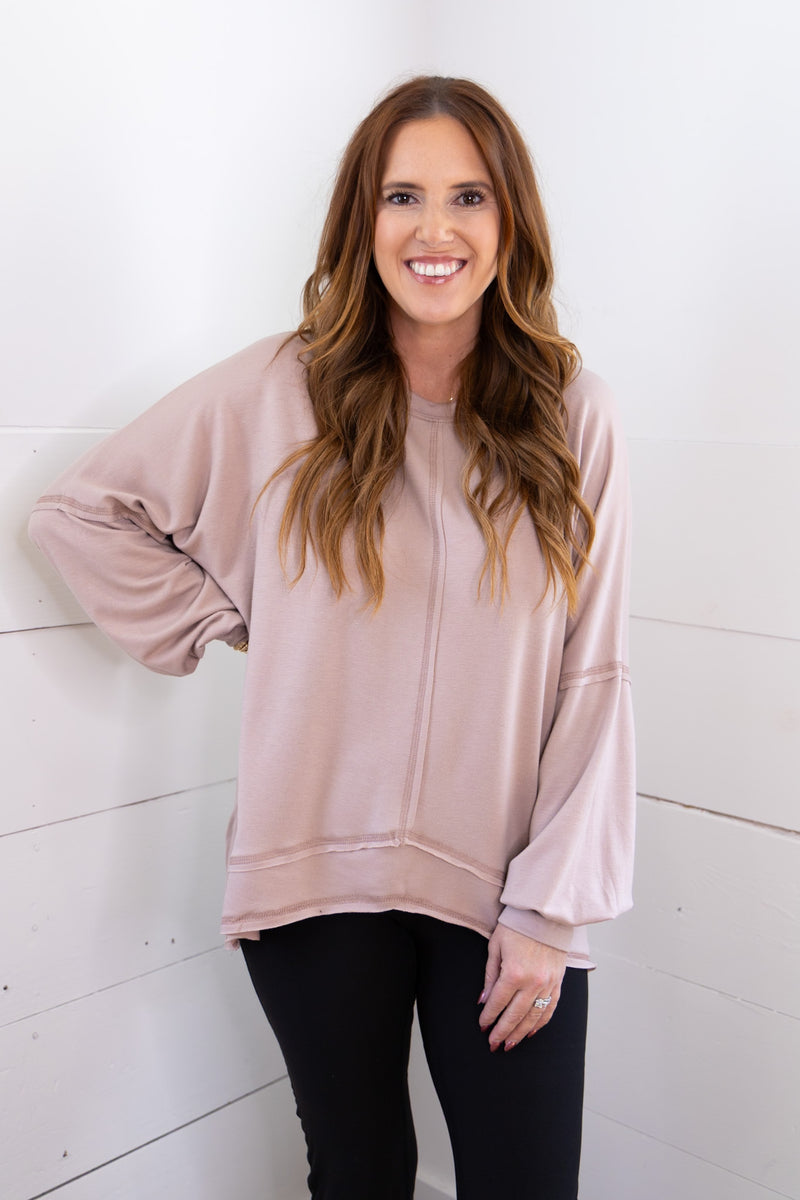 Oversized Comfy Top- Mauve