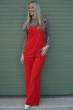 Paint The Town Knit Overalls - Red