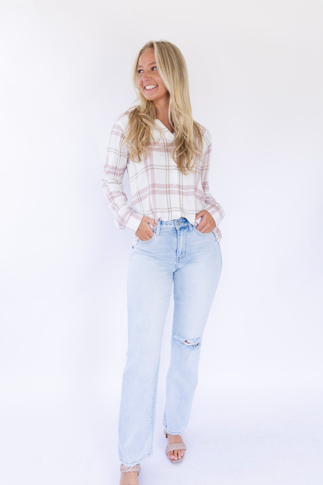 Rumi Shirt - Washed Mauve/Tan Plaid