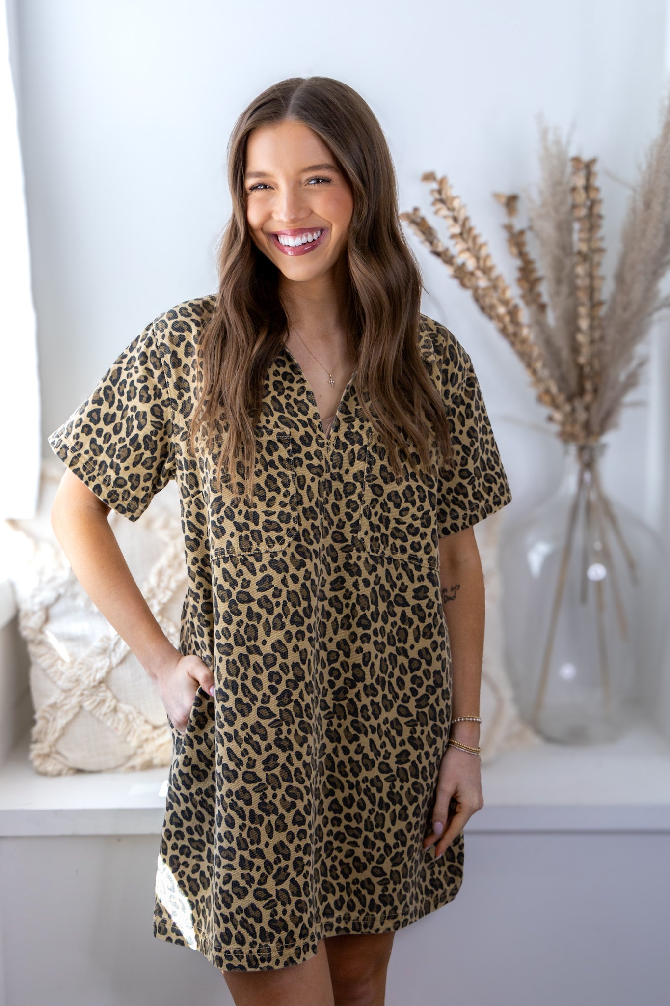 Lara Leopard Denim Dress