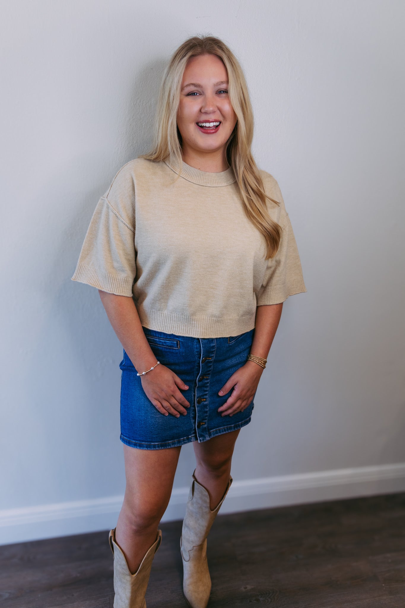 Chrissy Lightweight Sweater Top - Oatmeal