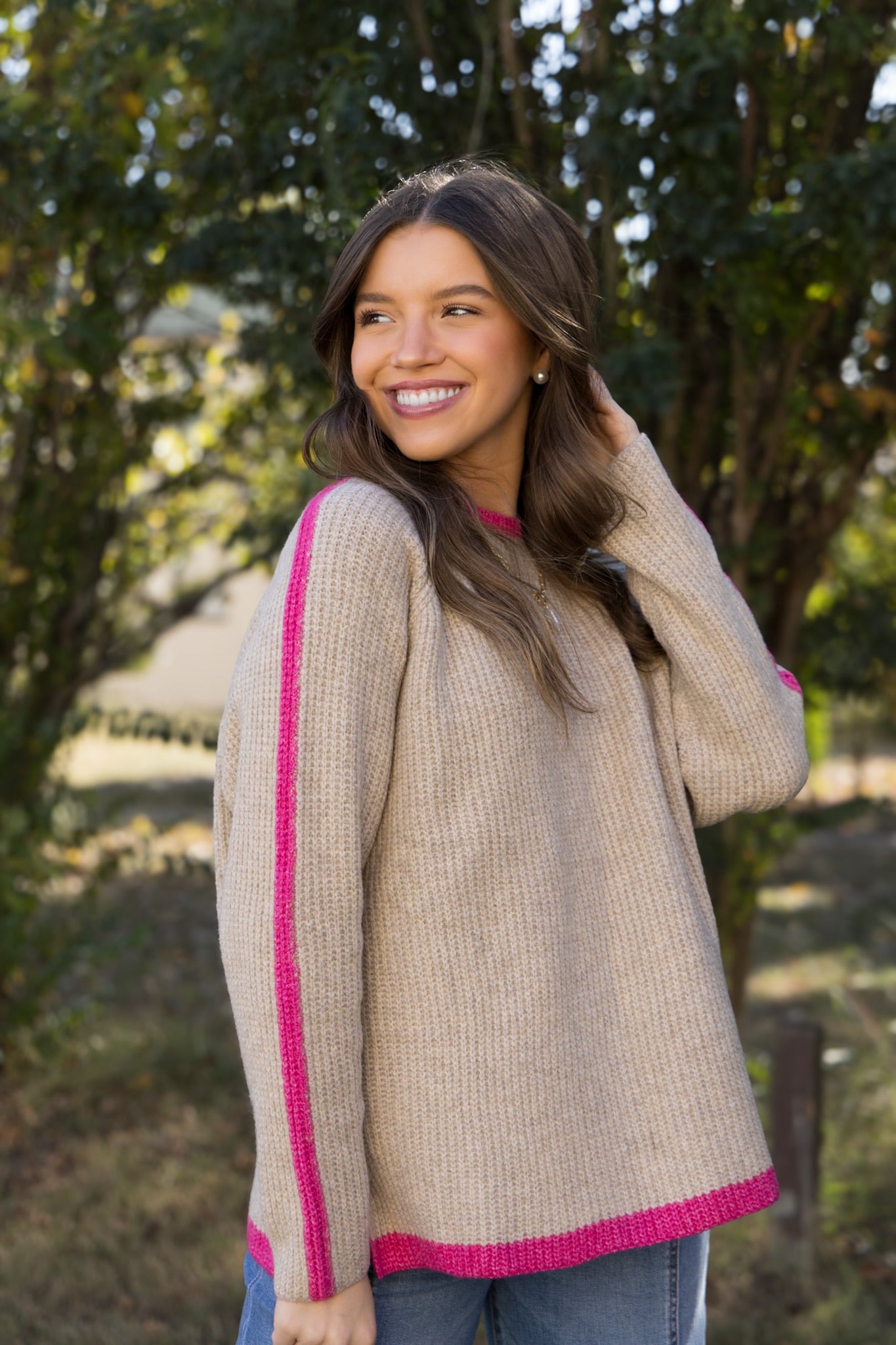 Connie Contrast Sweater - Taupe