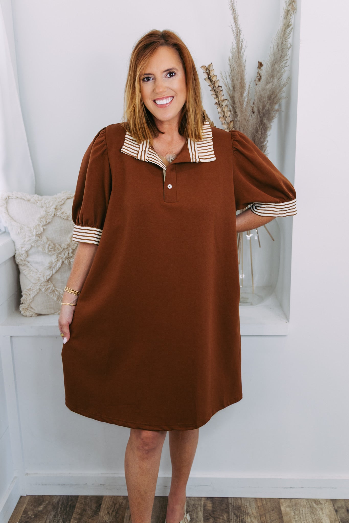 Curvy Classy Everyday Dress - Brown