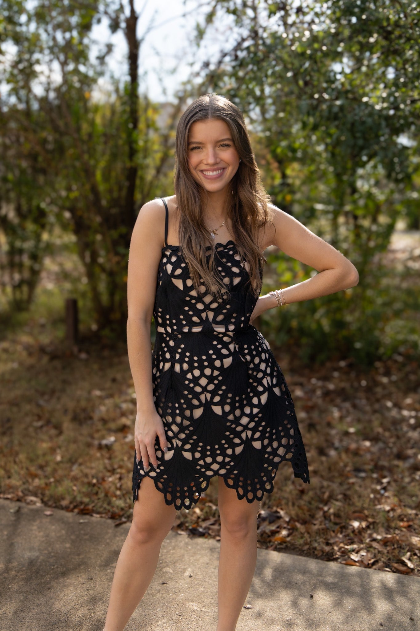 Black Tie Eyelet Dress