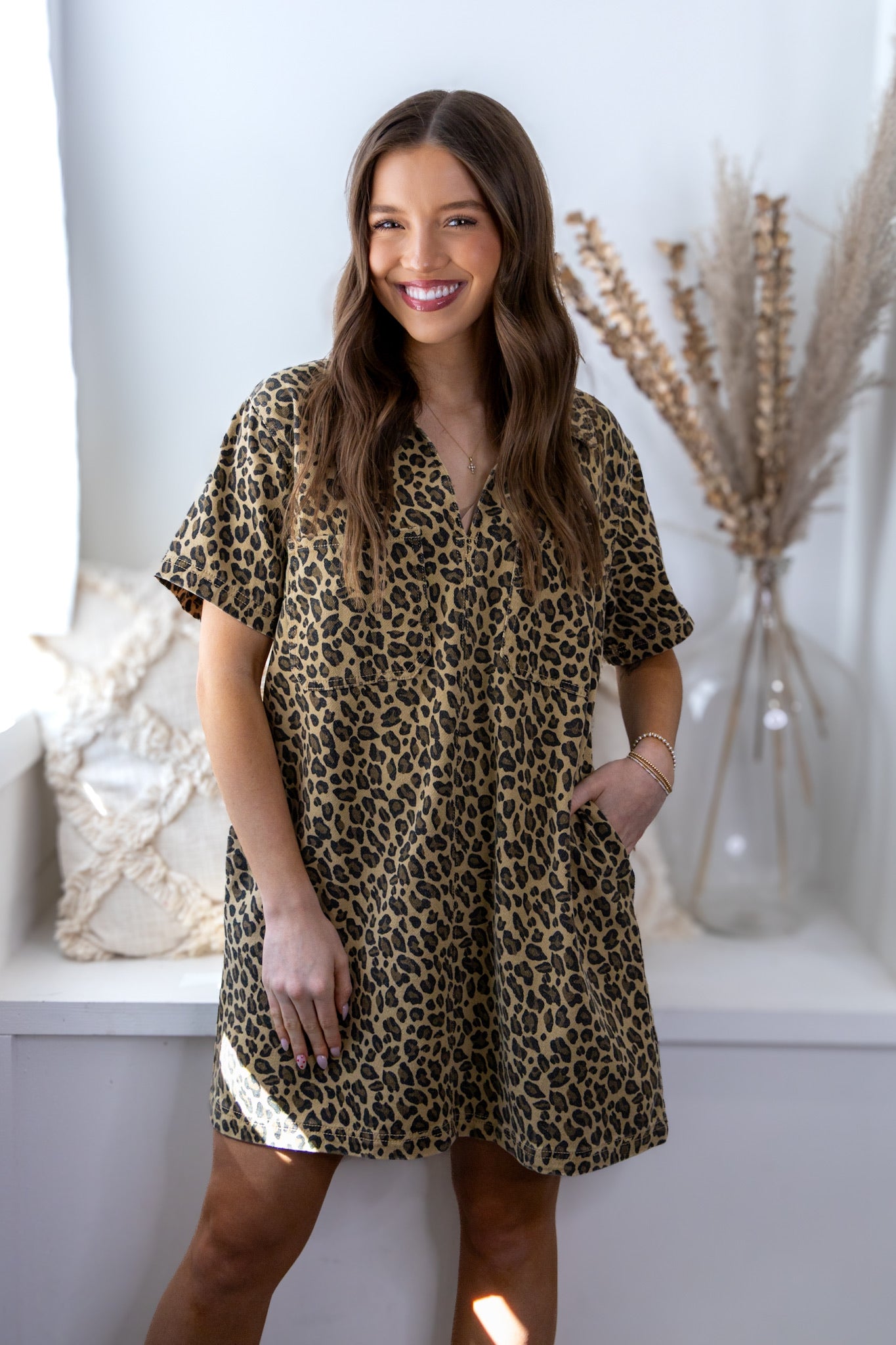 Lara Leopard Denim Dress